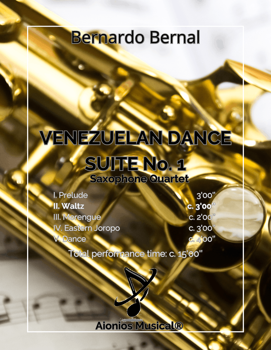 Venezuelan Dance Suite No. 1 - II. Waltz - Saxophone Quartet (Score and parts) Saxophone Quartet scores gallery preview page 1