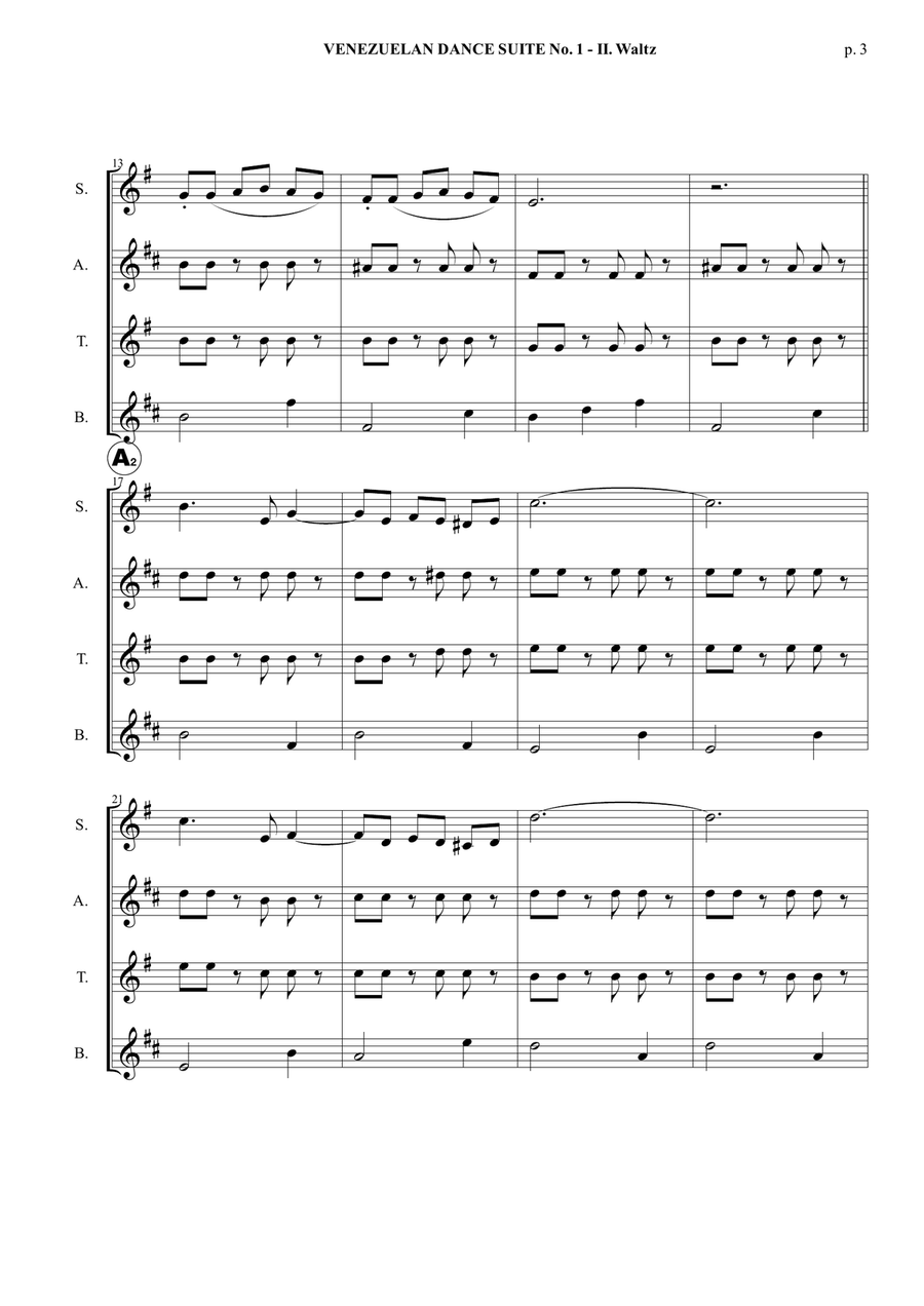 Venezuelan Dance Suite No. 1 - II. Waltz - Saxophone Quartet (Score and parts) Saxophone Quartet scores gallery preview page 4