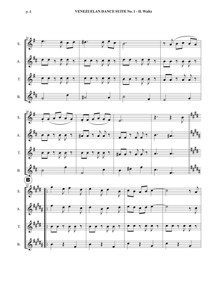 Venezuelan Dance Suite No. 1 - II. Waltz - Saxophone Quartet (Score and parts) Saxophone Quartet scores gallery preview page 5