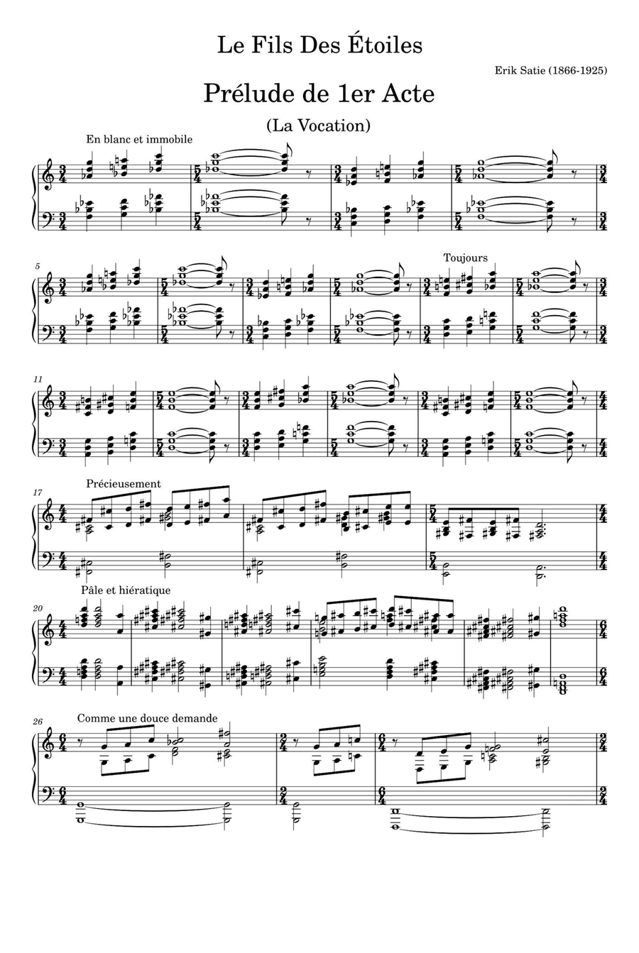 Le Fils Des Étoiles - Erik Satie Piano Solo scores gallery preview page 1