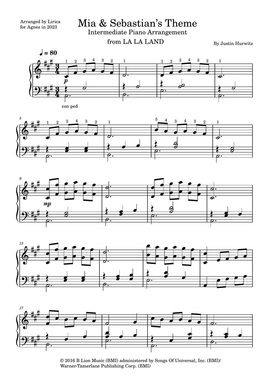 Mia & Sebastian's Theme Mia & Sebastian's Theme Piano Method scores gallery preview page 1