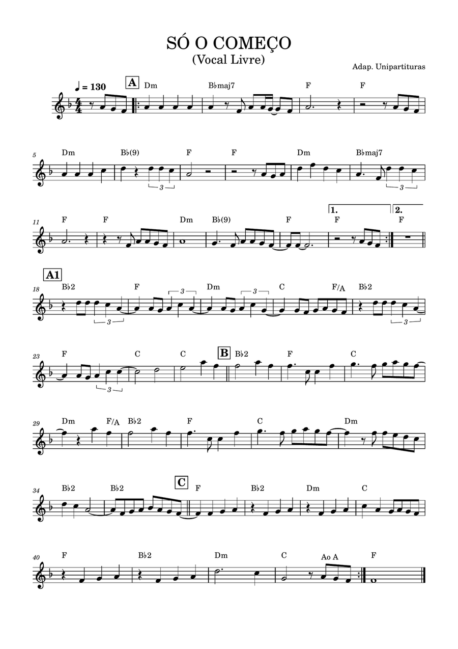 Só o Começo - Partitura com cifra Piano Solo scores gallery preview page 1