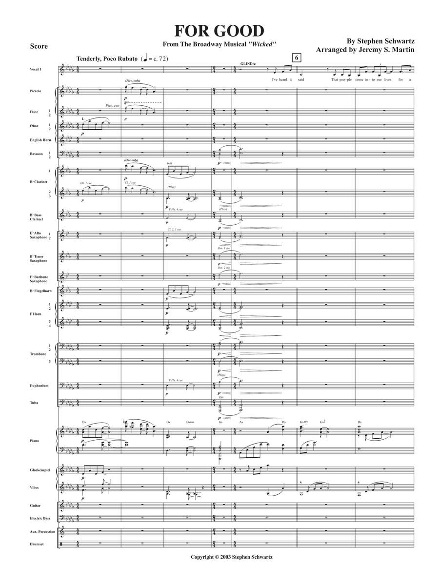 For Good - Score Only Concert Band scores gallery preview page 3