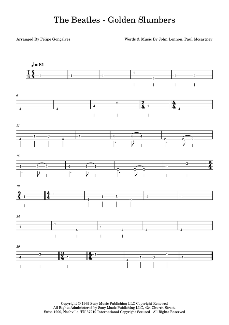 Golden Slumbers Golden Slumbers Acoustic Guitar scores gallery preview page 1