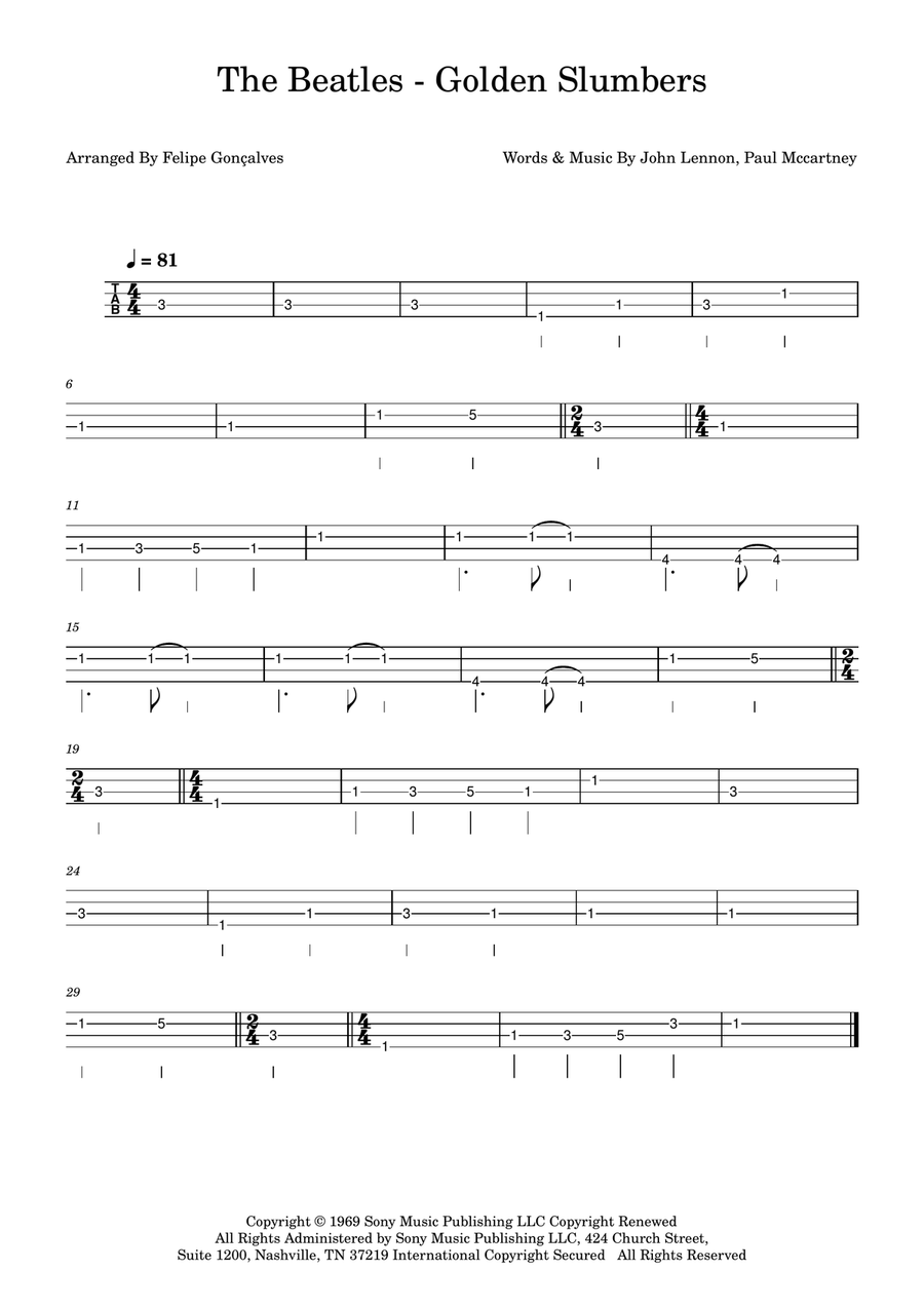 Golden Slumbers Golden Slumbers Acoustic Guitar scores gallery preview page 1