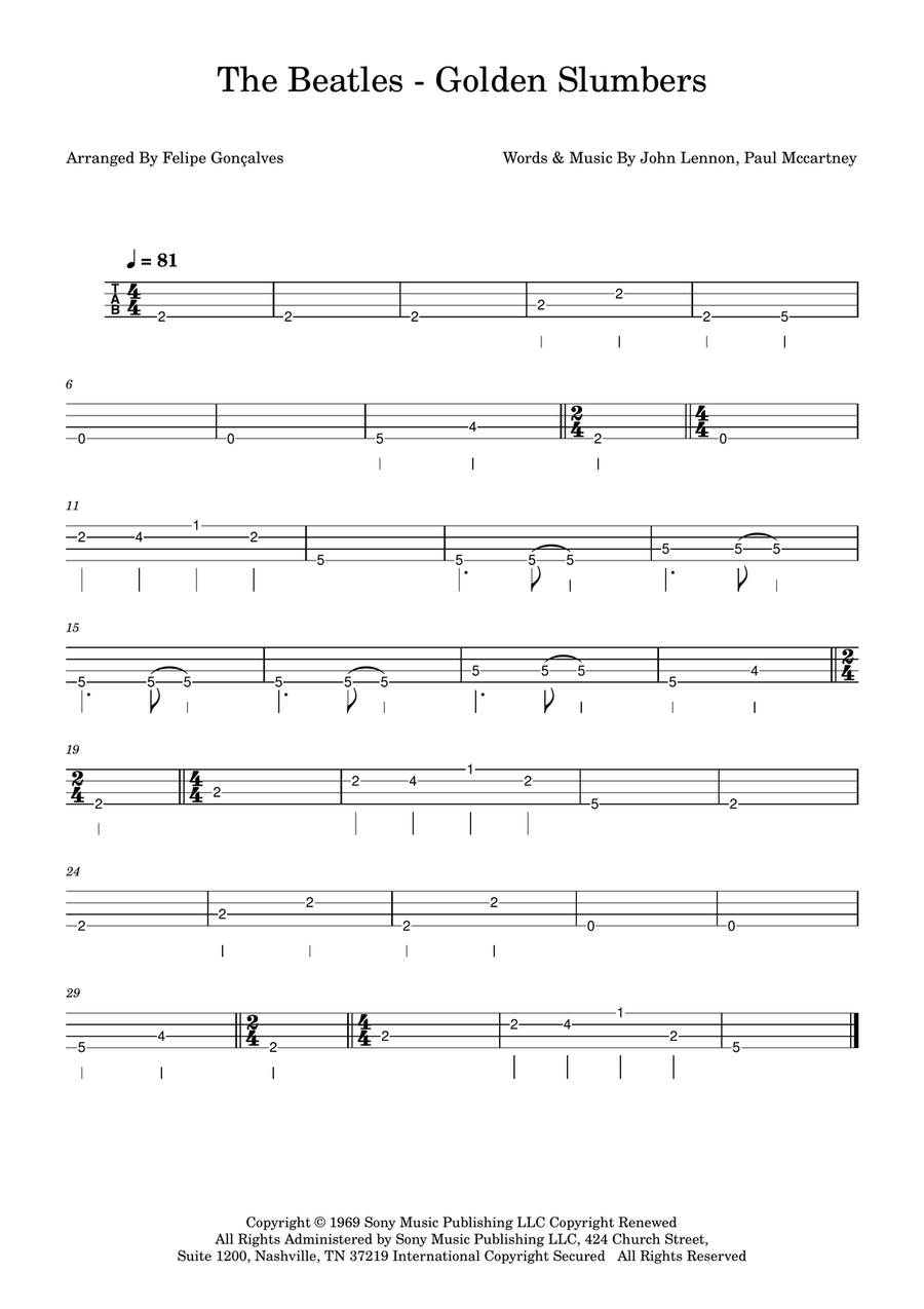 Golden Slumbers Golden Slumbers Acoustic Guitar scores gallery preview page 1