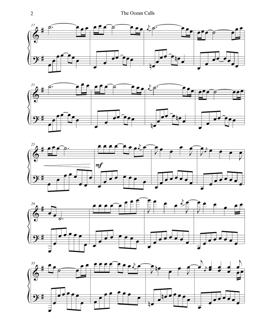 The Ocean Calls (Meditation no. 1) Piano Solo scores gallery preview page 2