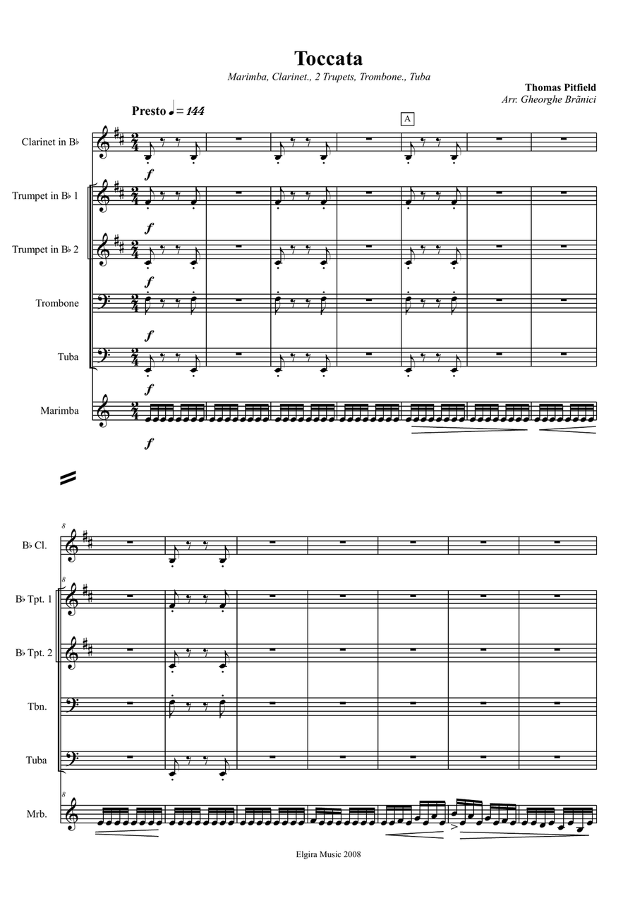 TOCCATA (for marimba) TOCCATA (for marimba) Small Ensemble scores gallery preview page 1