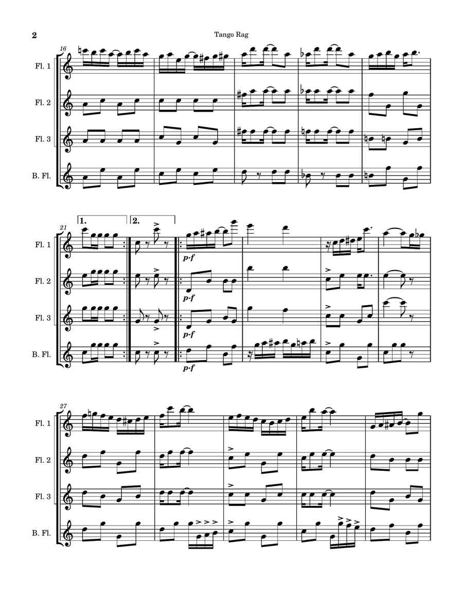 Tango Rag Tango Rag Flute Quartet scores gallery preview page 2