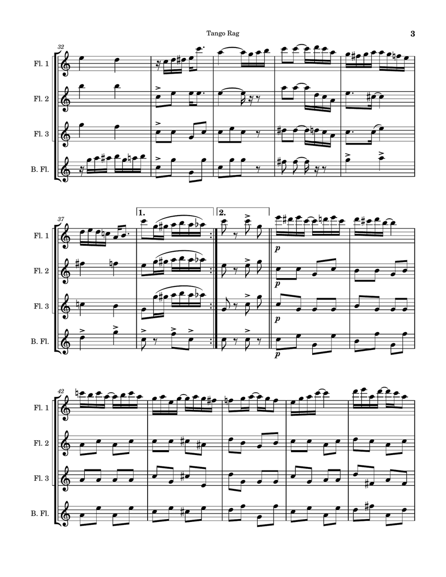 Tango Rag Tango Rag Flute Quartet scores gallery preview page 3