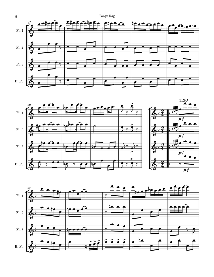 Tango Rag Tango Rag Flute Quartet scores gallery preview page 4