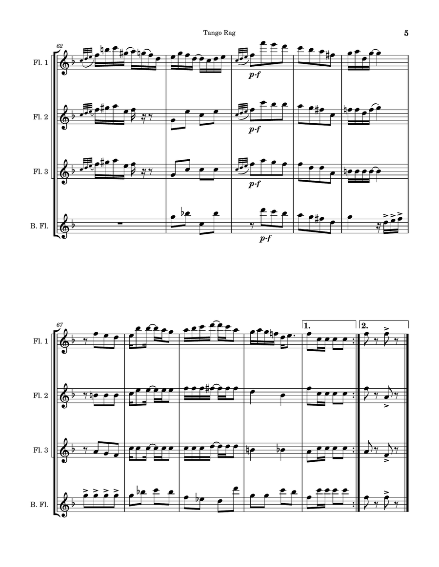 Tango Rag Tango Rag Flute Quartet scores gallery preview page 5