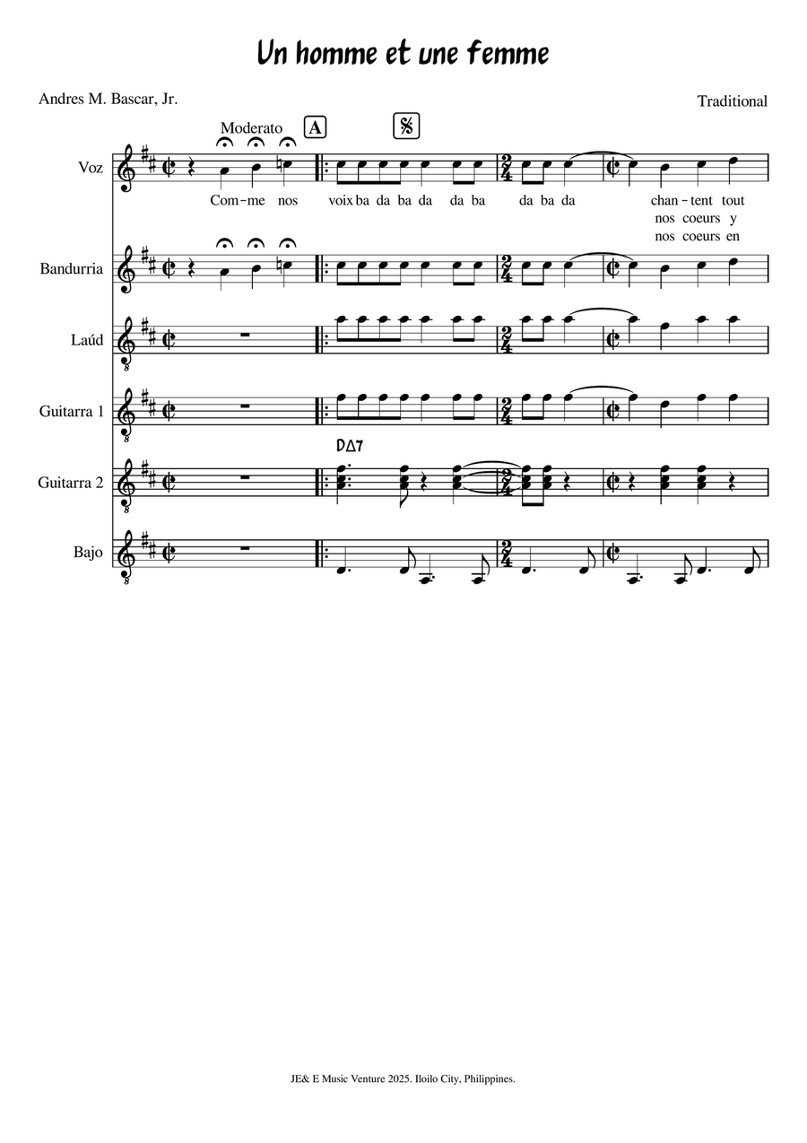 Un Homme et Una Femme Un Homme et Una Femme A Cappella scores gallery preview page 1