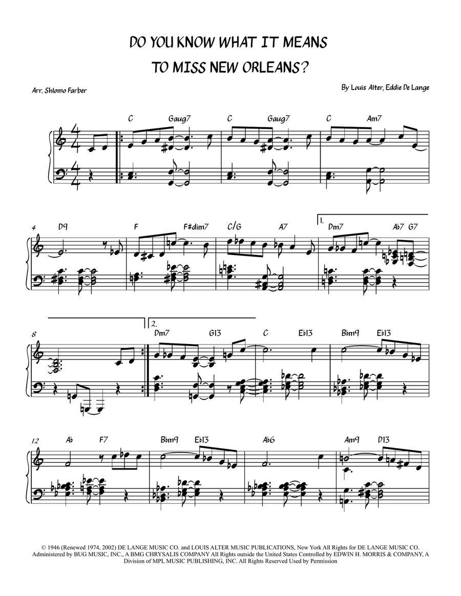 Do You Know What It Means To Miss New Orleans Piano Method scores gallery preview page 1