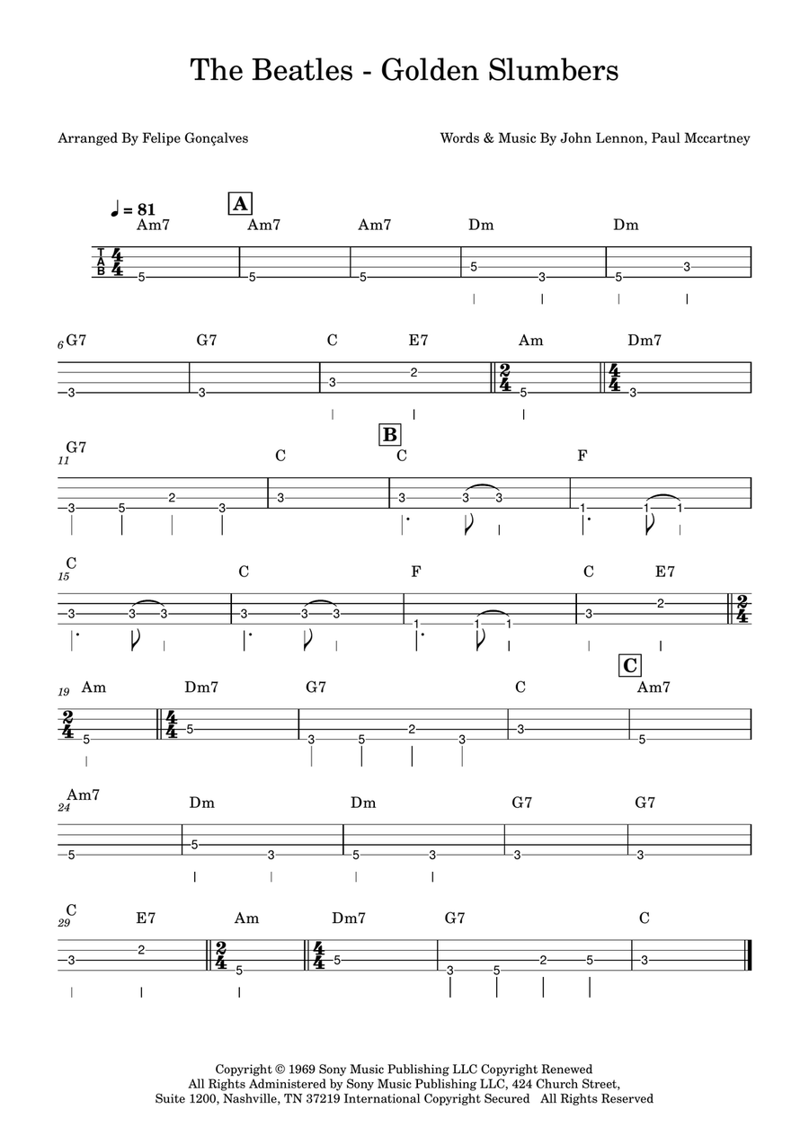 Golden Slumbers Golden Slumbers Acoustic Guitar scores gallery preview page 1