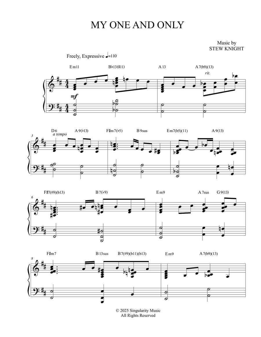 My One and Only My One and Only Piano Solo scores gallery preview page 1