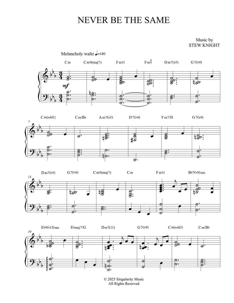 Never Be The Same Never Be The Same Piano Solo scores gallery preview page 1