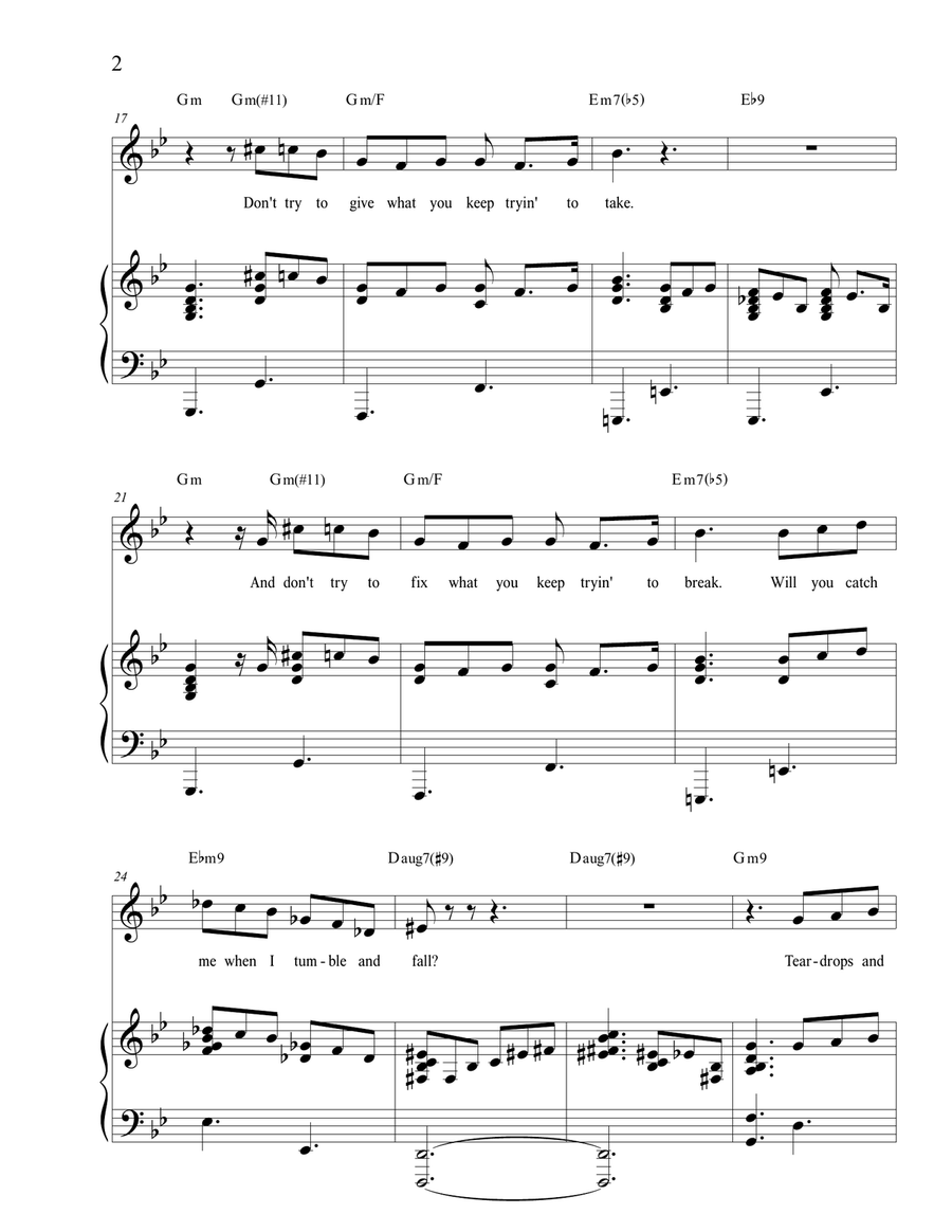 Teardrops And Rain Fall Teardrops And Rain Fall Piano Solo scores gallery preview page 2