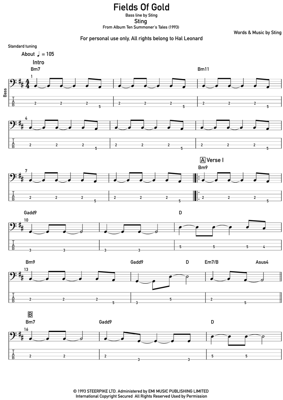 Fields Of Gold Acoustic Guitar scores gallery preview page 1