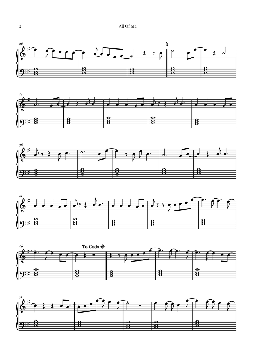All Of Me Easy Piano scores gallery preview page 2