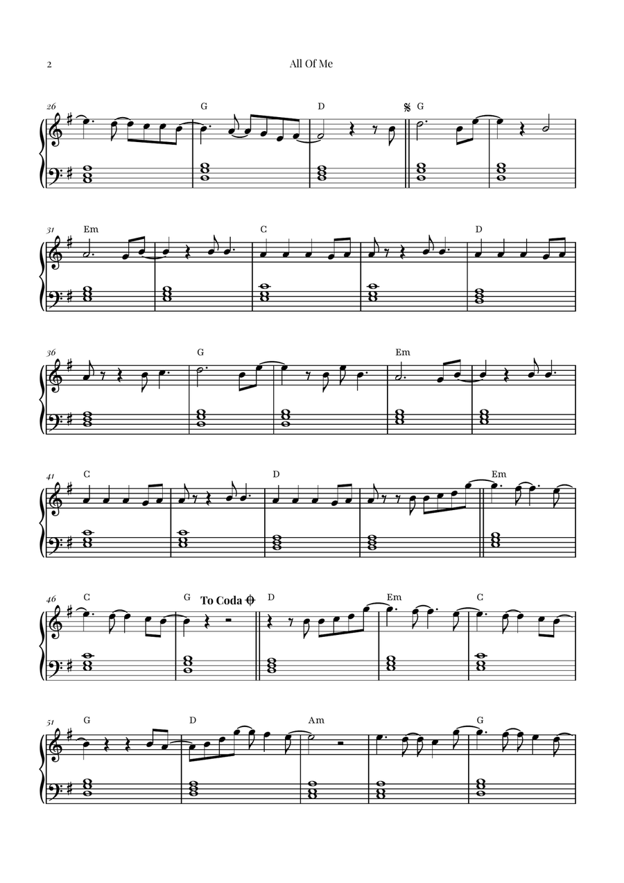 All Of Me Easy Piano scores gallery preview page 2
