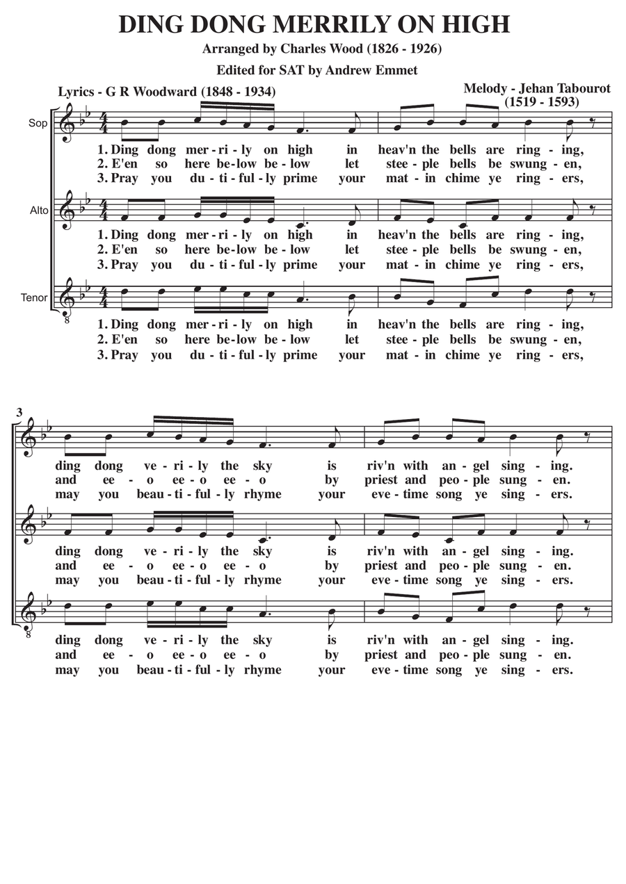 Ding Dong Merrily On High A Cappella SAT SAT scores gallery preview page 1