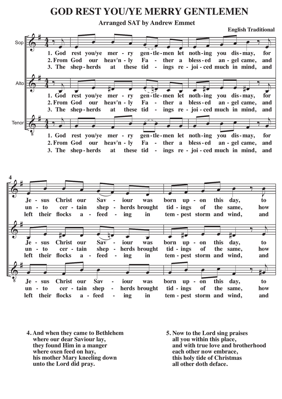 God Rest You/Ye Merry Gentlemen A Cappella SAT SAT scores gallery preview page 1