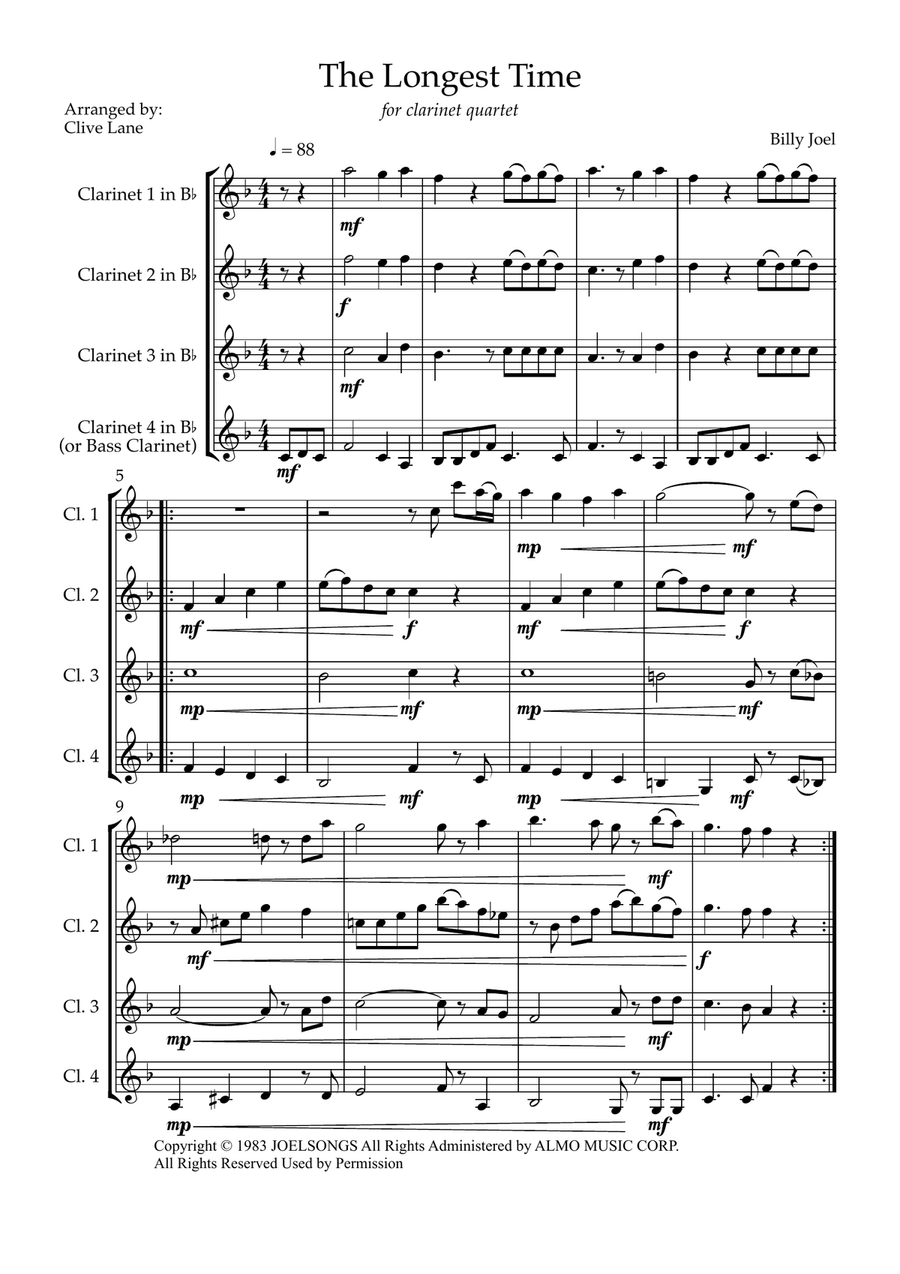 The Longest Time Woodwind Quartet scores gallery preview page 3