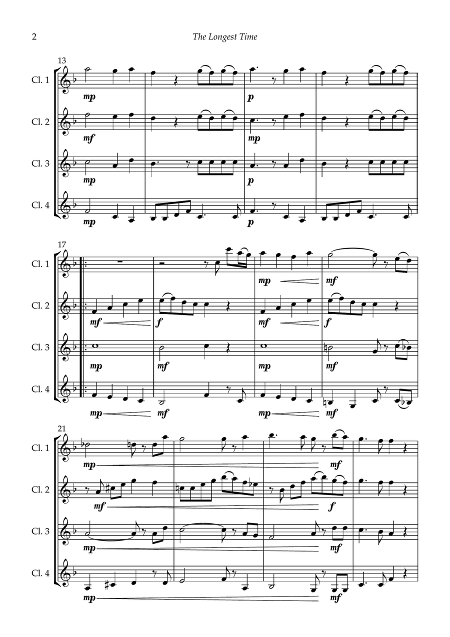 The Longest Time Woodwind Quartet scores gallery preview page 4