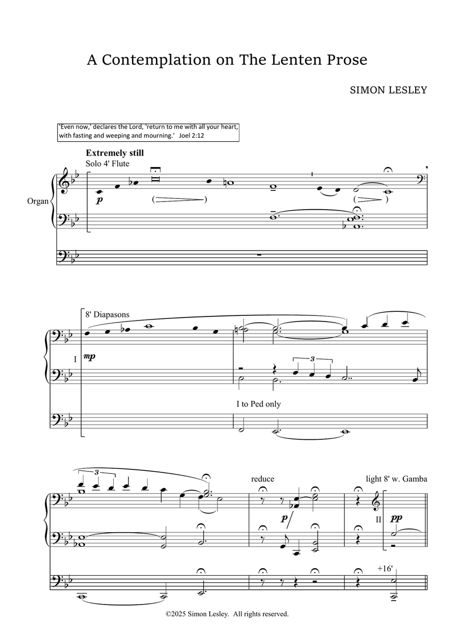 A Contemplation on the Lenten Prose Organ Solo scores gallery preview page 1