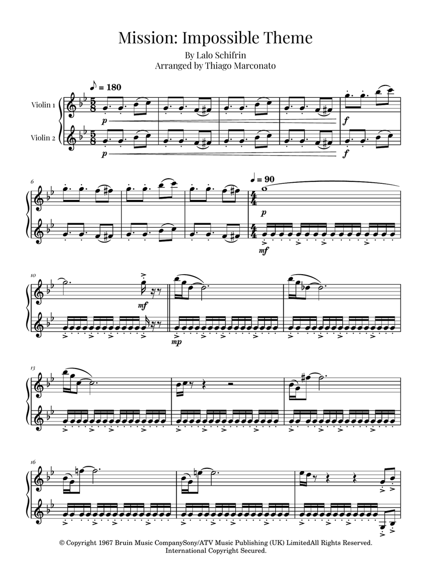 Mission: Impossible Theme (Mission Accomplished) String Duet scores gallery preview page 1