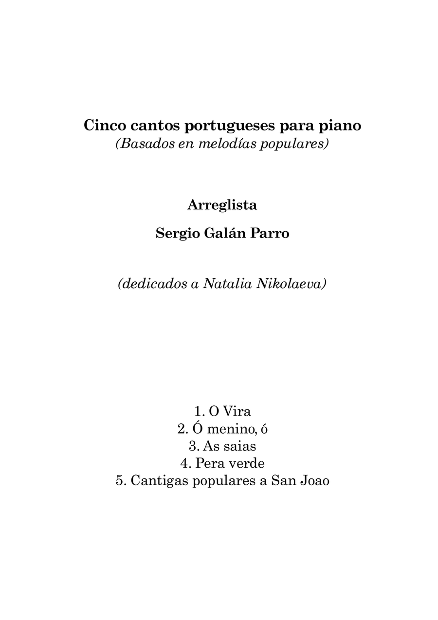 Cinco cantos portugueses Cinco cantos portugueses Chamber Music scores gallery preview page 1