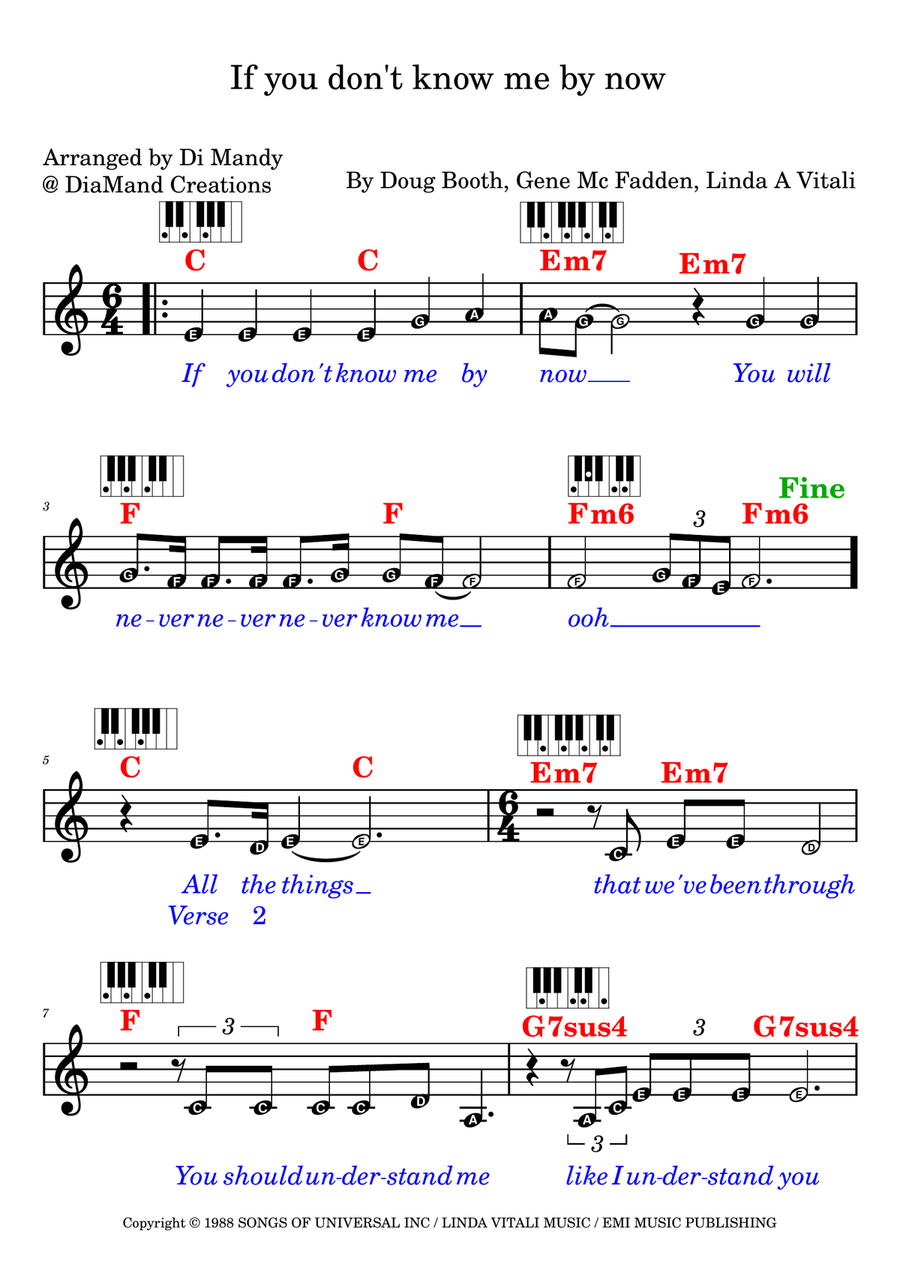 If You Don't Know Me By Now Piano scores gallery preview page 1