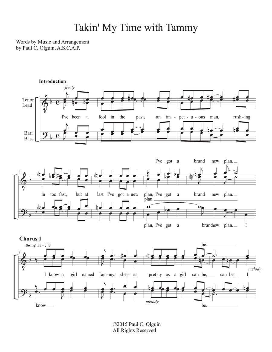 Takin' My Time With Tammy TTBB scores gallery preview page 1