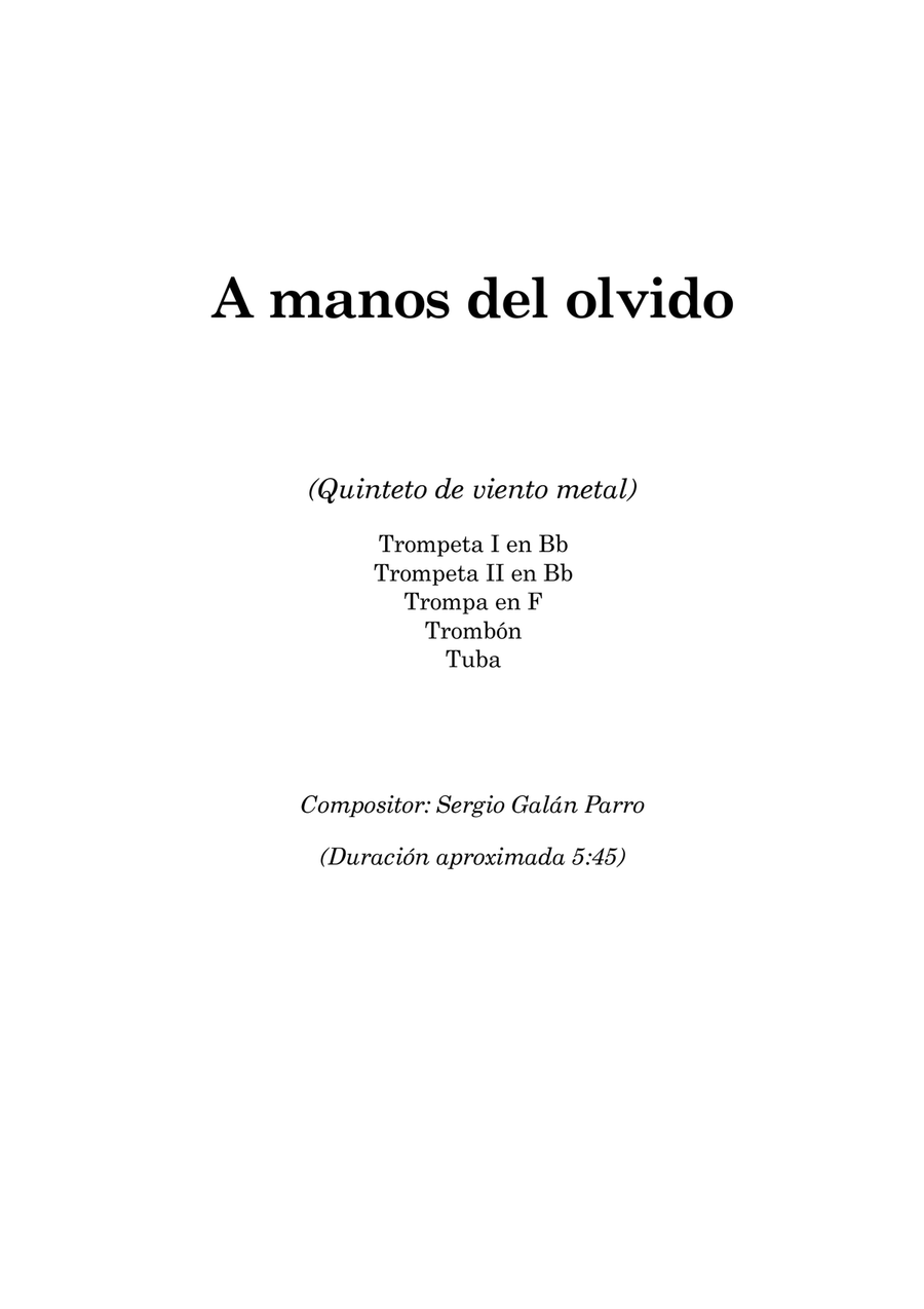 A manos del olvido A manos del olvido Brass Quintet scores gallery preview page 1