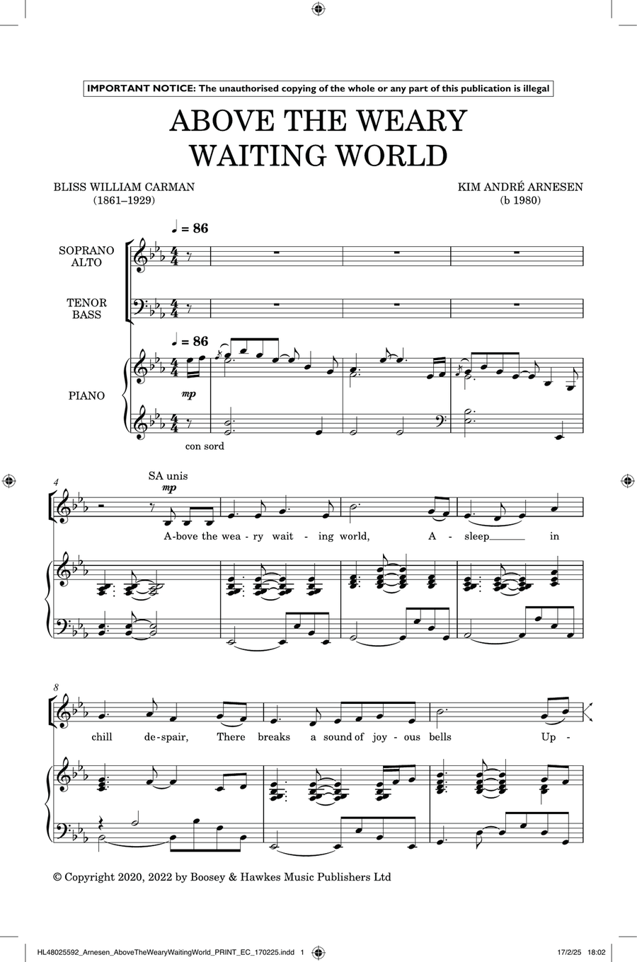 Above The Weary Waiting World Divisi scores gallery preview page 1