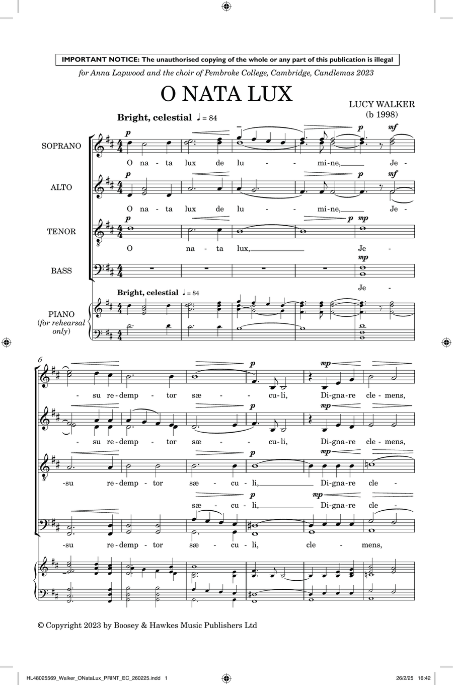 O Nata Lux O Nata Lux Divisi scores gallery preview page 1