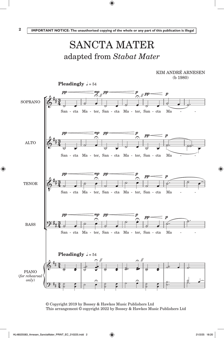 Sancta Mater (Adapted from Stabat Mater) Divisi scores gallery preview page 1