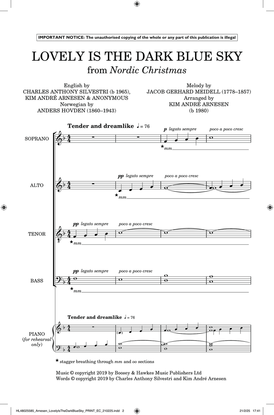 Lovely Is The Dark Blue Sky (from Nordic Christmas) Divisi scores gallery preview page 1