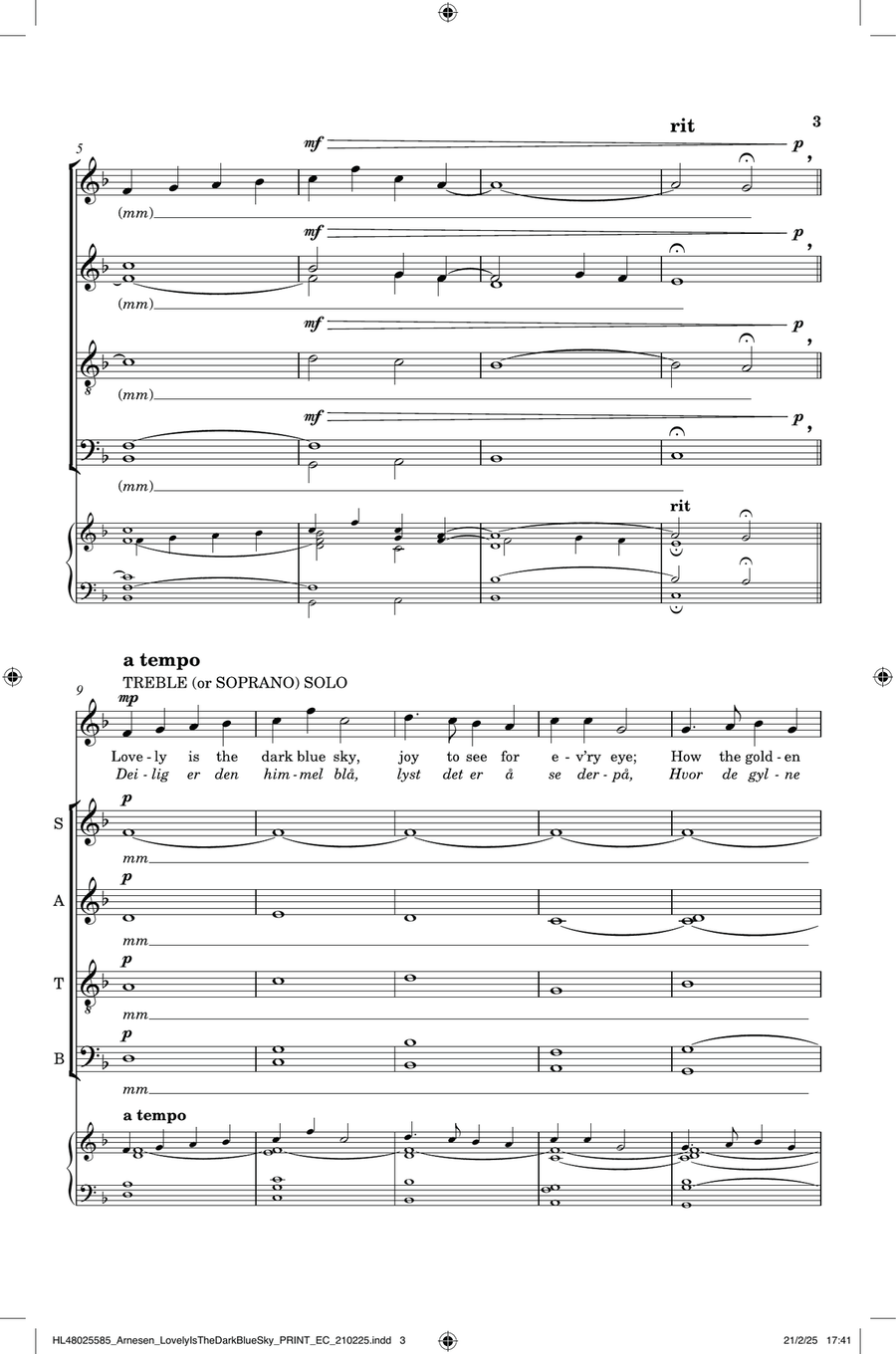 Lovely Is The Dark Blue Sky (from Nordic Christmas) Divisi scores gallery preview page 2