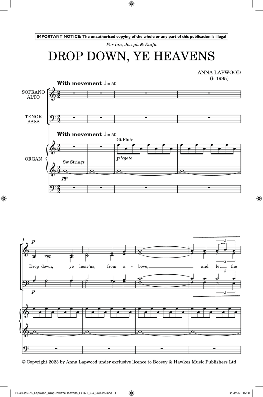 Drop Down, Ye Heavens Drop Down, Ye Heavens Divisi scores gallery preview page 1