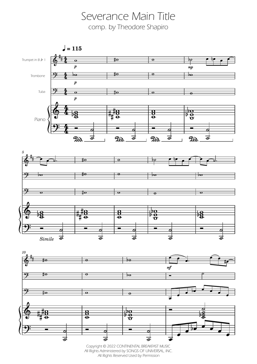 Severance - Main Title Theme Brass Trio scores gallery preview page 1