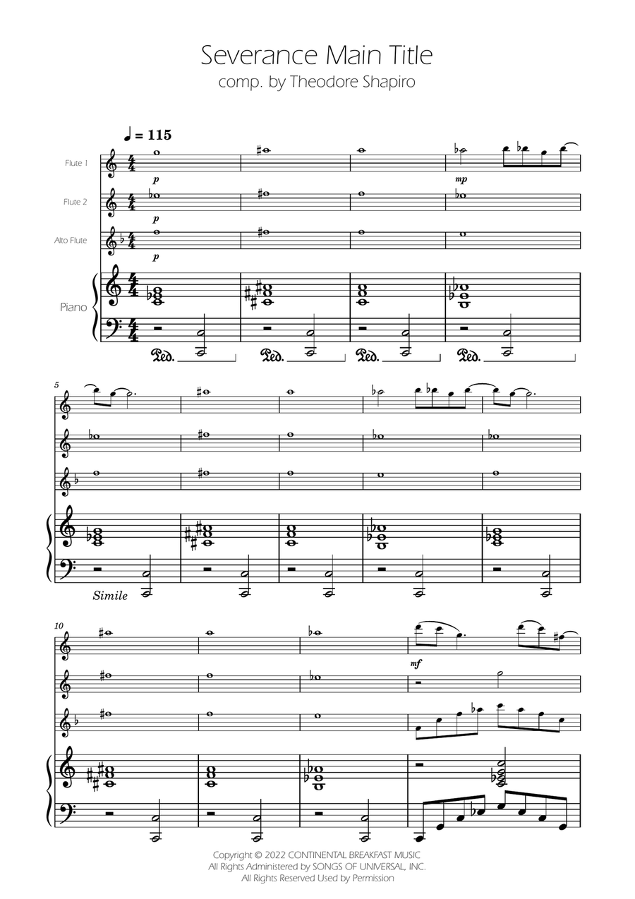 Severance - Main Title Theme Flute Trio scores gallery preview page 1