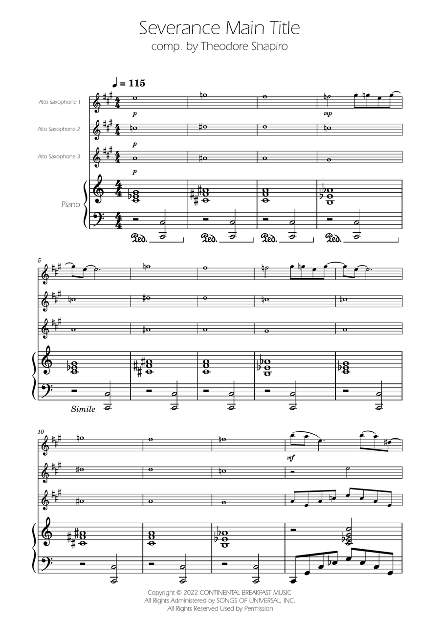 Severance - Main Title Theme Woodwind Trio scores gallery preview page 1