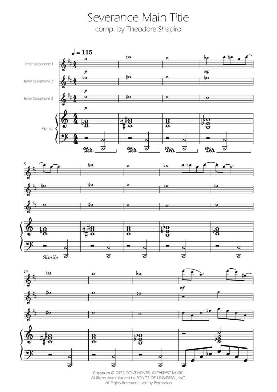 Severance - Main Title Theme Woodwind Trio scores gallery preview page 1