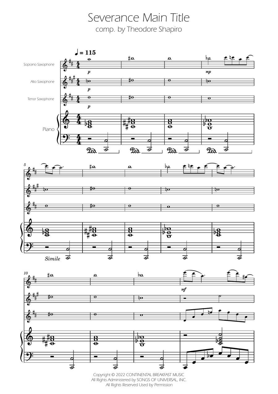 Severance - Main Title Theme Woodwind Trio scores gallery preview page 1