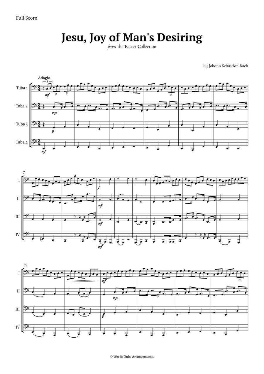 Jesu, Joy of Man's Desiring by Bach for Tuba Quartet Brass Quartet scores gallery preview page 1