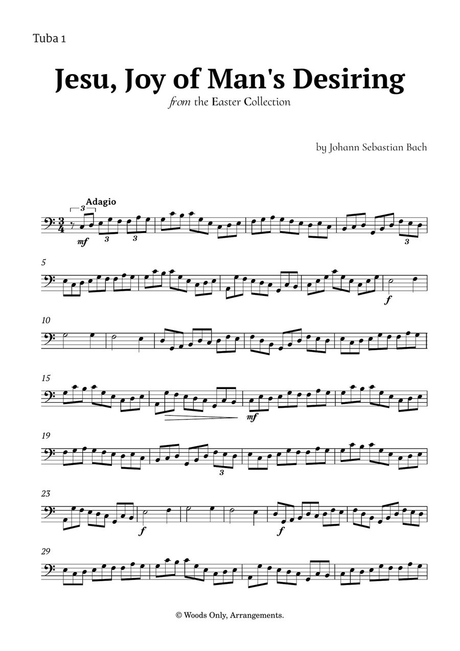 Jesu, Joy of Man's Desiring by Bach for Tuba Quartet Brass Quartet scores gallery preview page 4