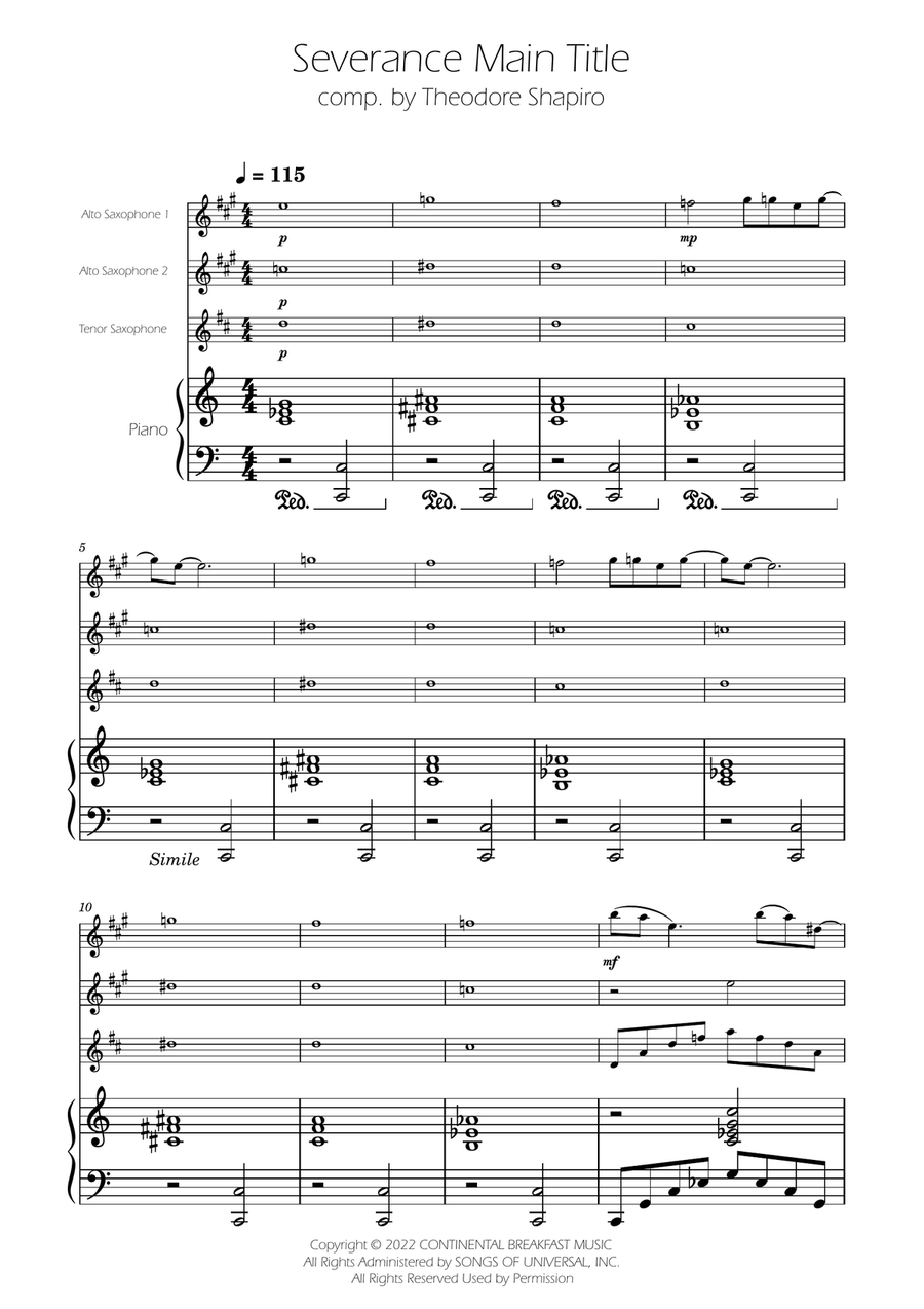 Severance - Main Title Theme Woodwind Trio scores gallery preview page 1