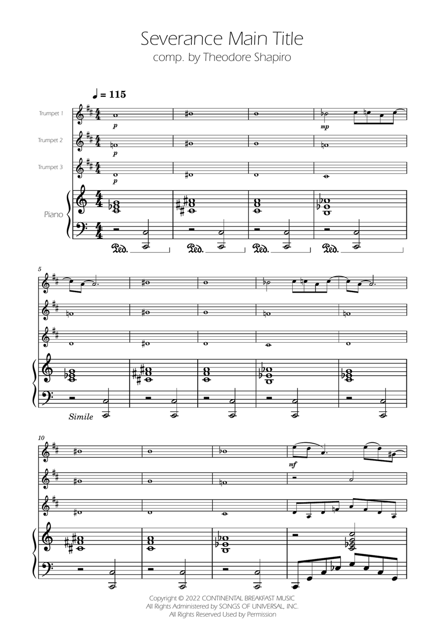 Severance - Main Title Theme Trumpet Trio scores gallery preview page 1